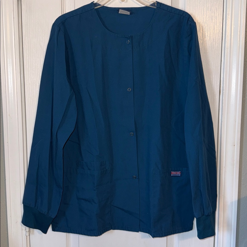 Cherokee Workwear Caribbean Blue Scrub Jacket Size S